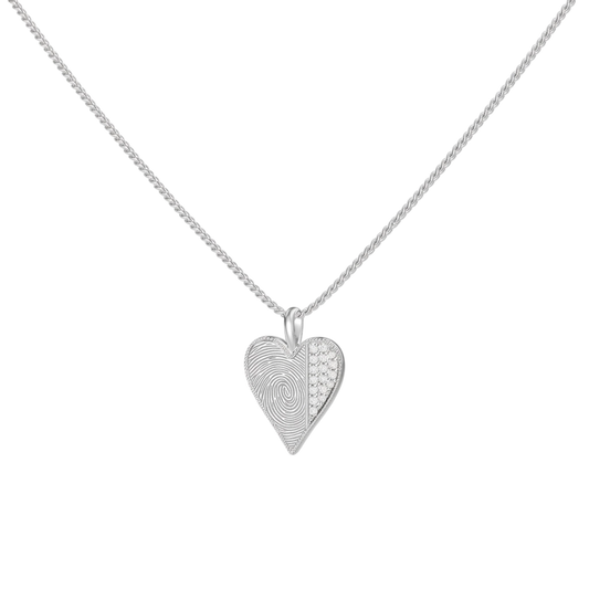 Rhodium Plated Beaded-Edge Heart Necklace SN045BRF (Brass)