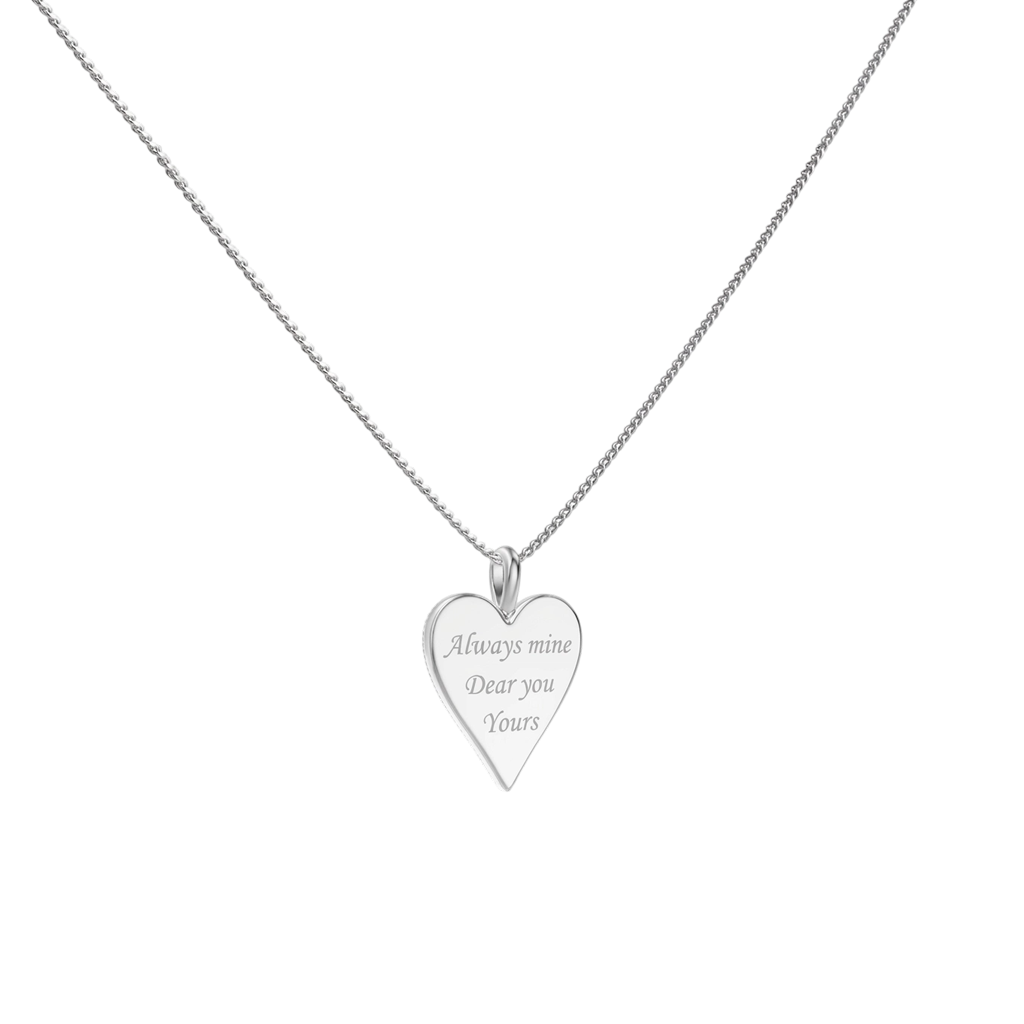 Rhodium Plated Beaded-Edge Heart Necklace SN045BRF (Brass)