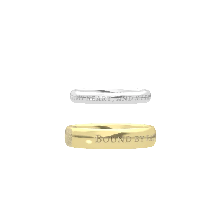 Fingerprint‑Engraved Couple Rings Silver SR013