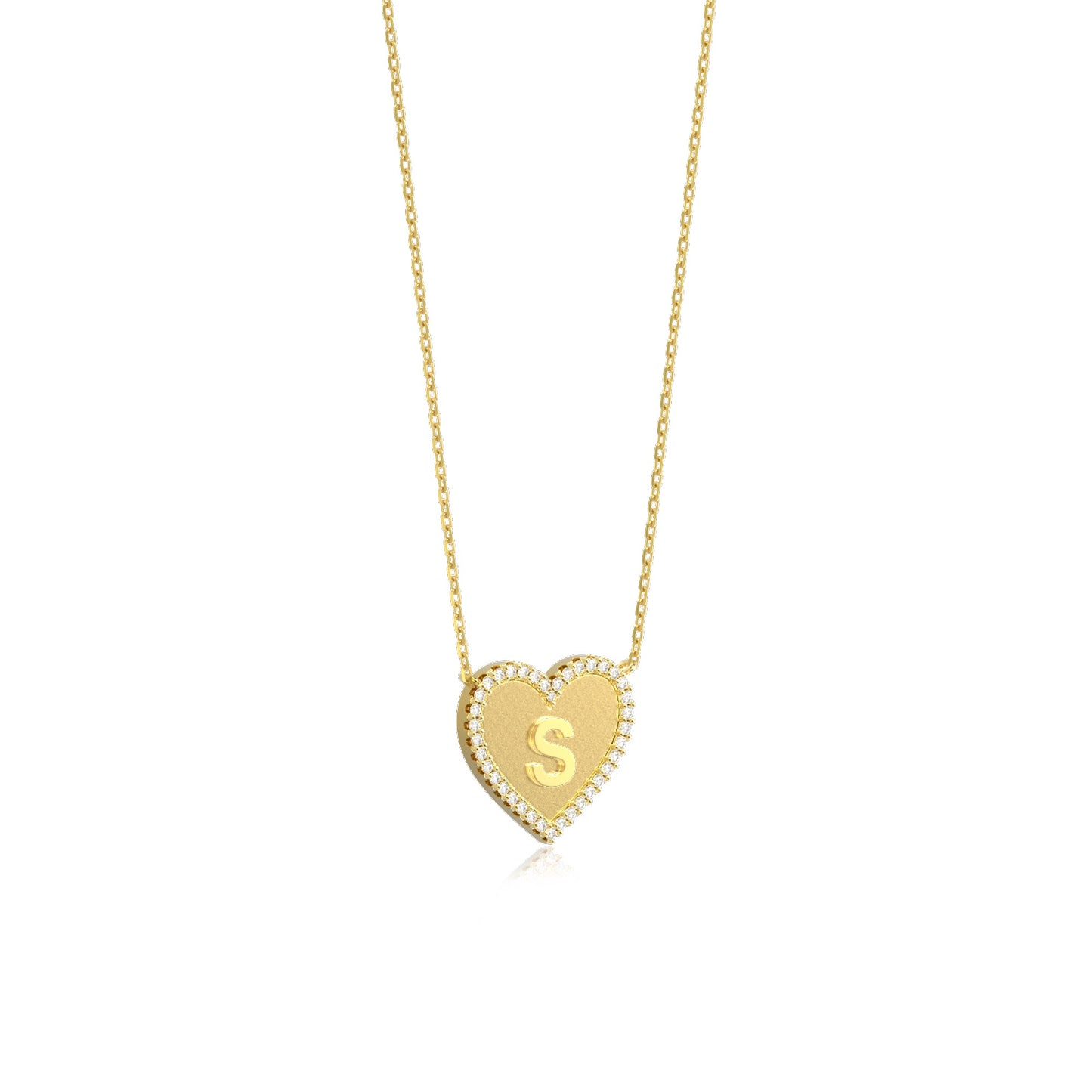 18k Gold Plated Silver Heart Initial Necklace AW24N003G