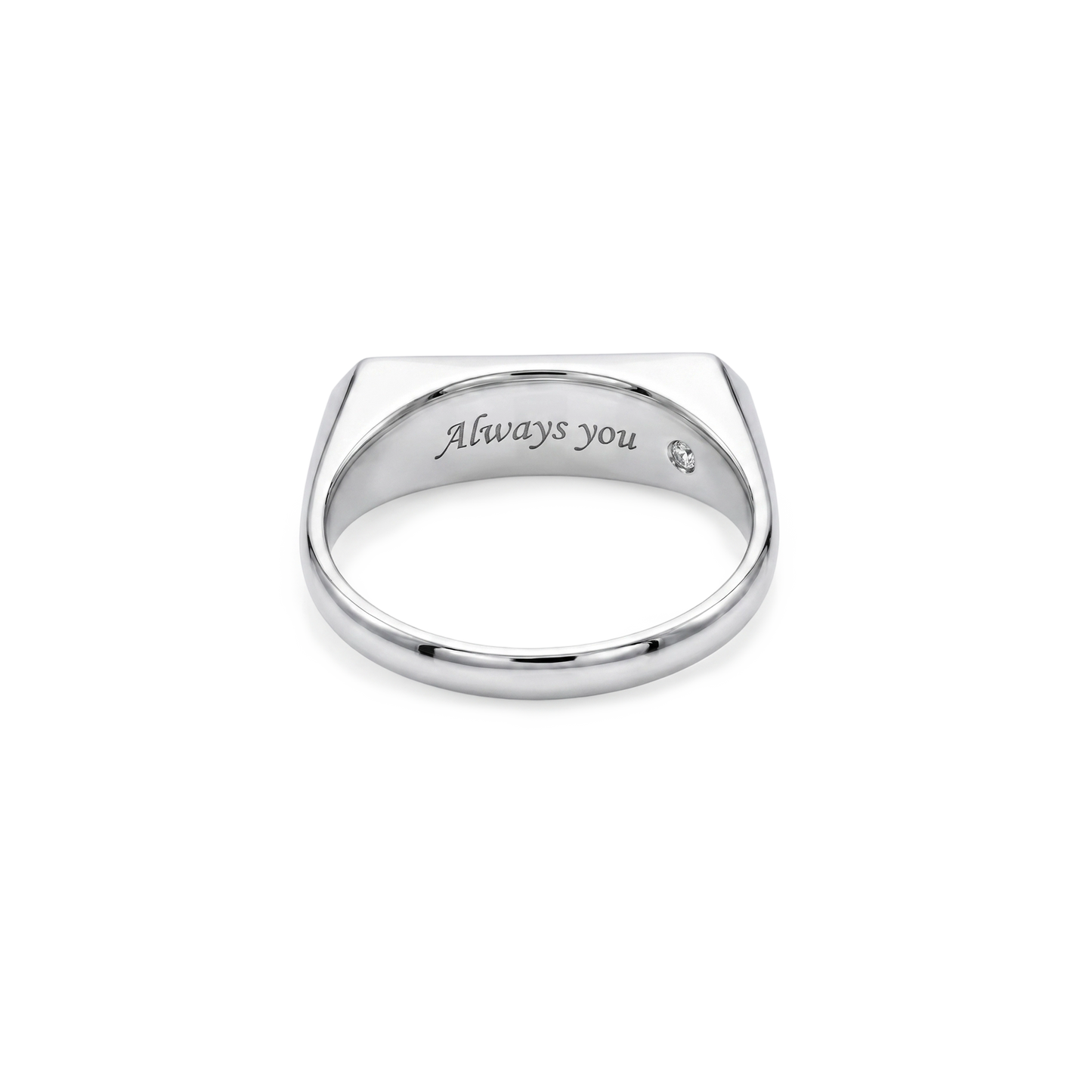Rhodium Plated LoveStamp Classic Signet Ring SR011 (Brass)