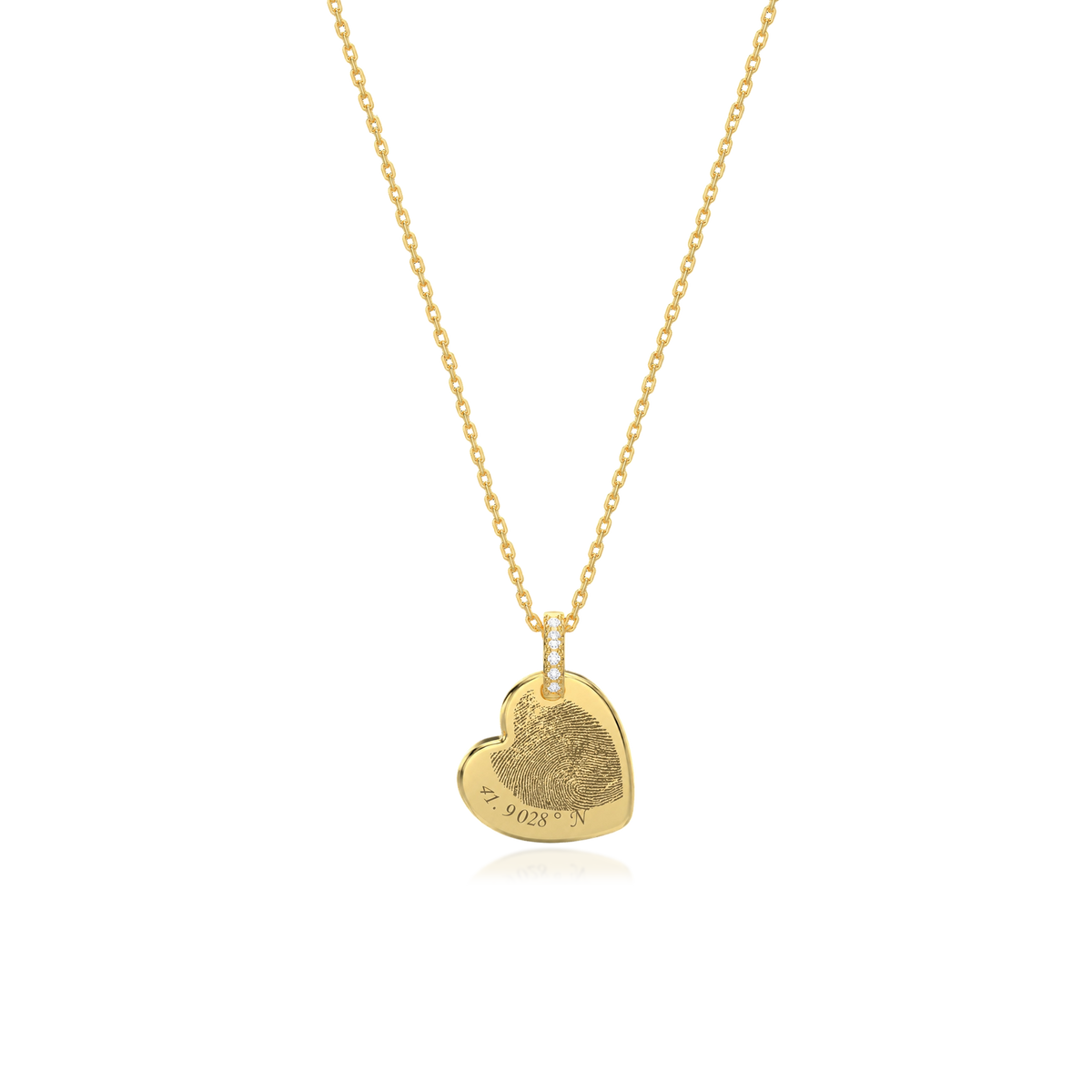 18K Gold Plated Silver Heart Engravable Necklace SS25N001MAP