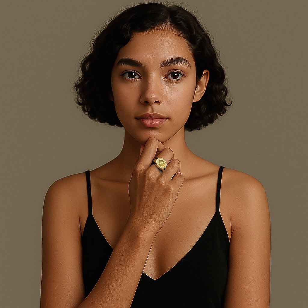 18K Gold Plated Silver Monogram Initial Ring SS25R001G