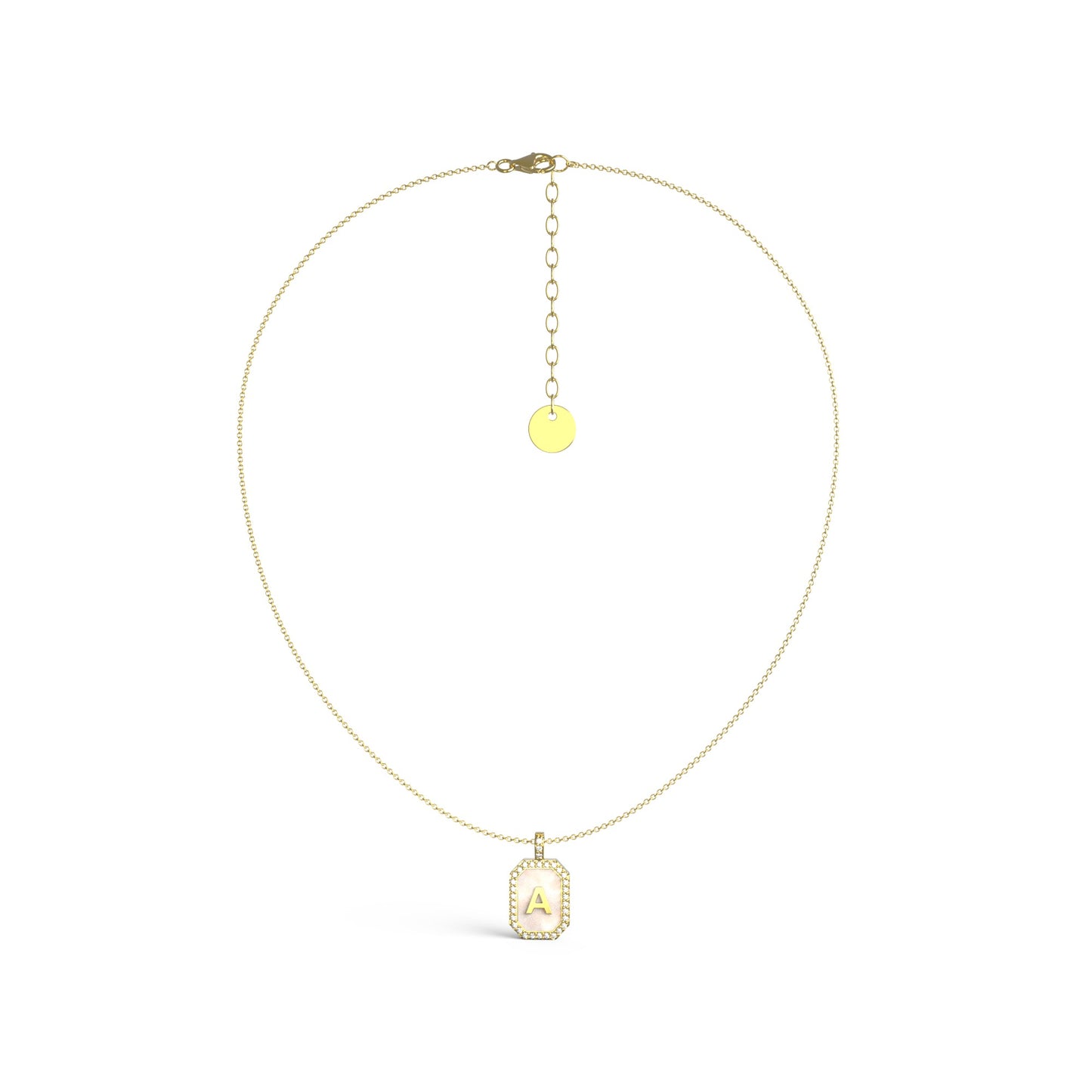 18k Gold Plated Silver Pearl Initial Zodiac & Initial Gemstone Pendant Necklace – Octagon  AW24N004G (Quick Ship)