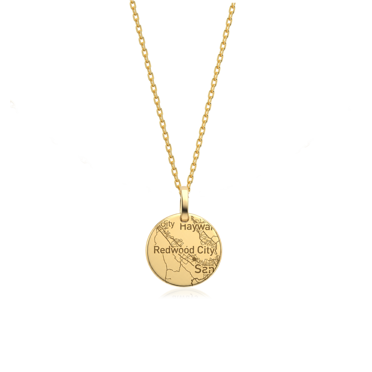 18K Gold Plated Silver Round Engravable Necklace SS25N001MAP