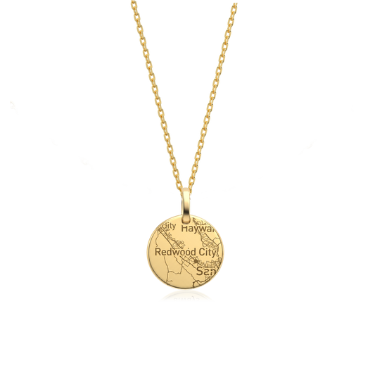18K Gold Plated Silver Round Engravable Necklace SS25N001MAP