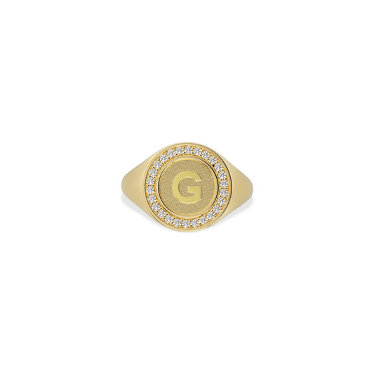 18K Gold Plated Silver Monogram Initial Ring SS25R001G