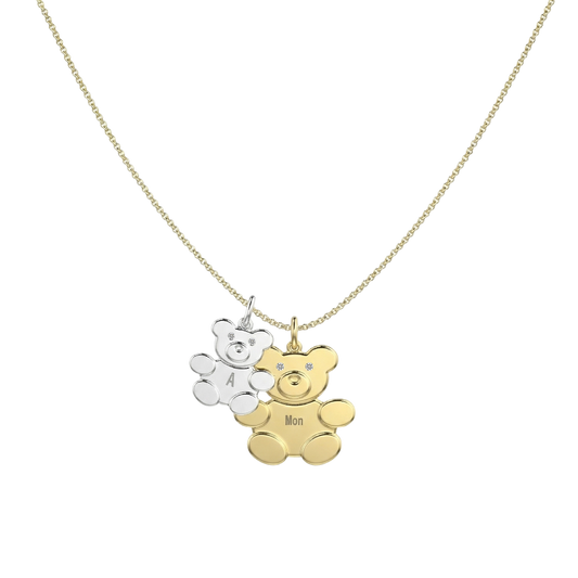 Teddy Family Necklace SN033BRF (Brass)