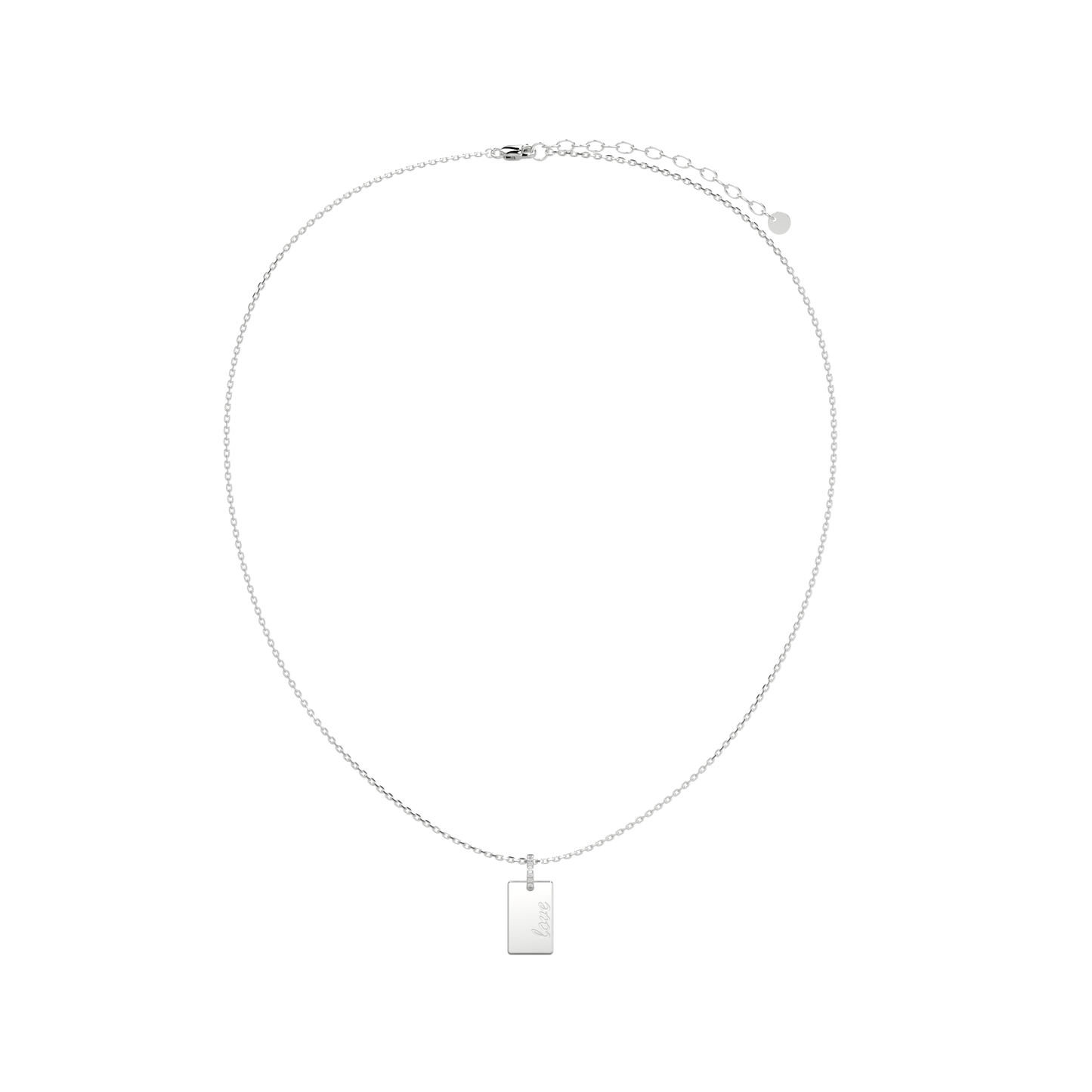 Rhodium Plated Silver Rectangle Engravable Necklace SS25N001S (Quick Ship)