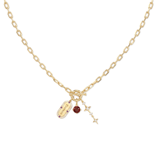 18K Gold Plated 3 Charms Necklace  SN050