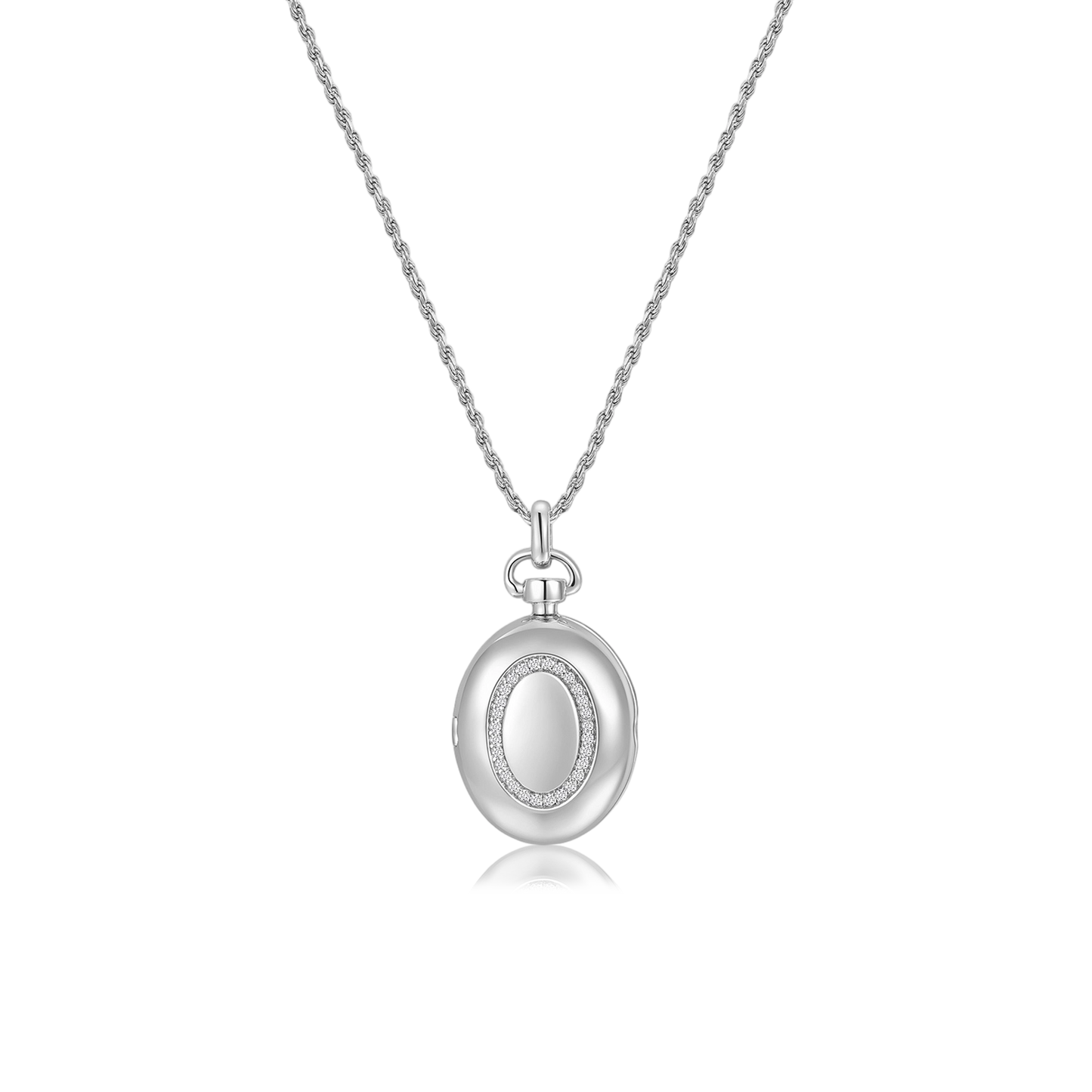 Rhodium Plated Luna Oval Whisper Locket SN011BR (Brass)