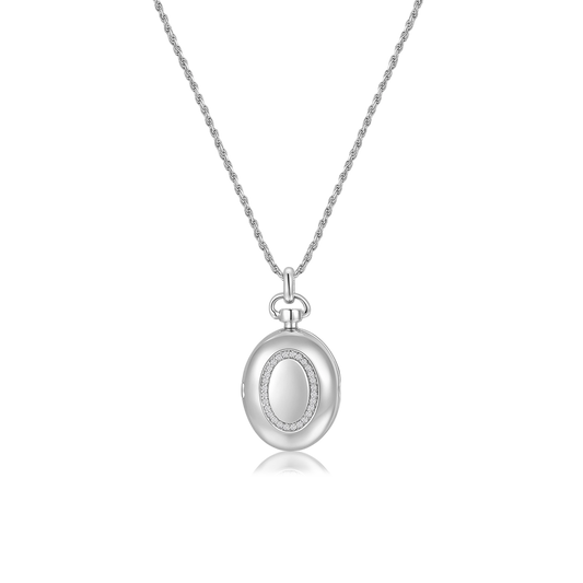 Rhodium Plated Luna Oval Whisper Locket SN011BR (Brass)
