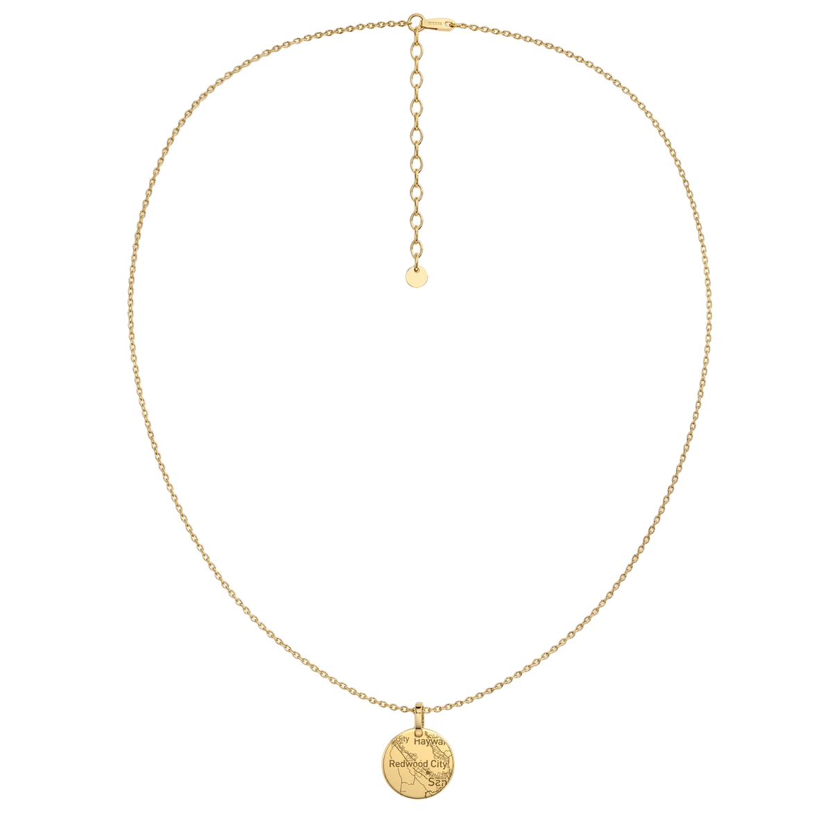 18K Gold Plated Silver Round Engravable Necklace SS25N001MAP