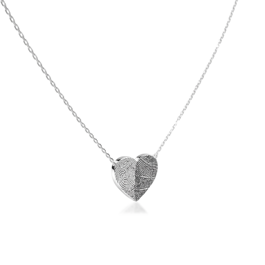Rhodium Plated Silver Heart Initial Necklace AW24N003R