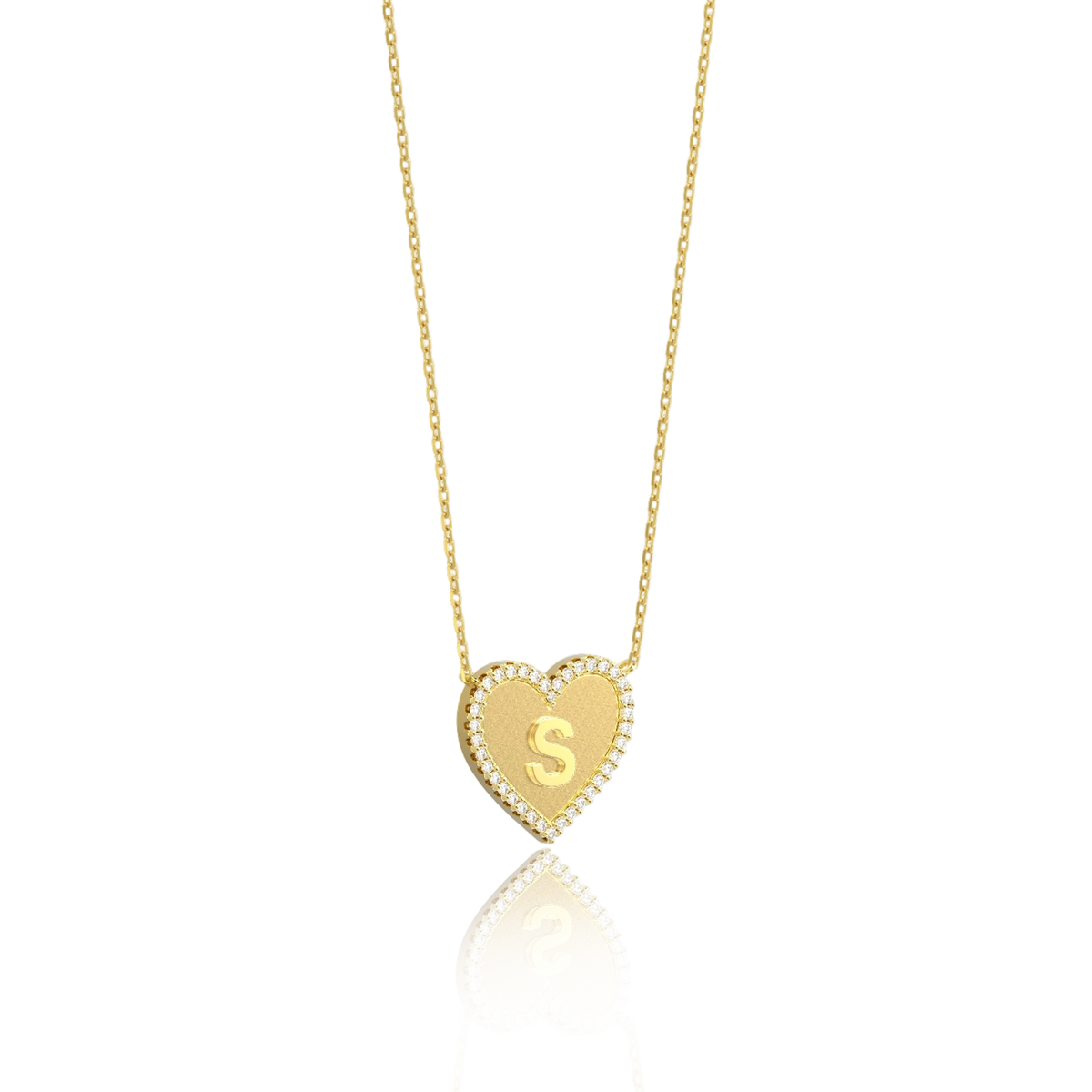 18k Gold Plated Silver Heart Initial Necklace AW24N003G
