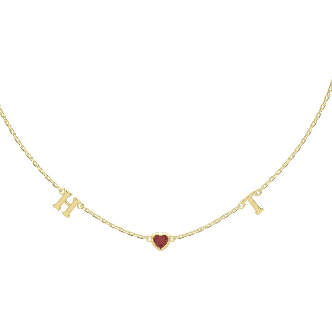 18 Plated Gold July HeartLink Birthstone Necklace SN022BR