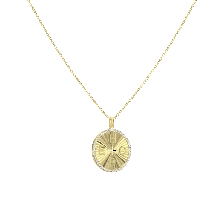 Rhodium Plated Personal Story Medallion Necklace – Lucky Symbol & Engravable（Pleated）AW24N007B