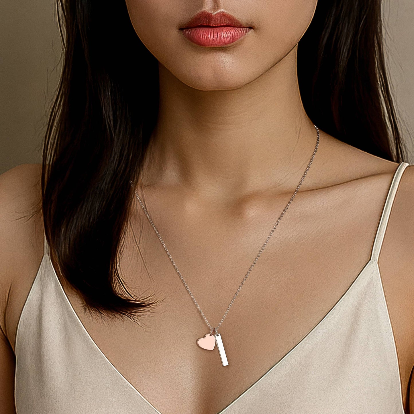 18K Rose Gold Plated Heart Engravable Pendant SP003 (Quick Ship)