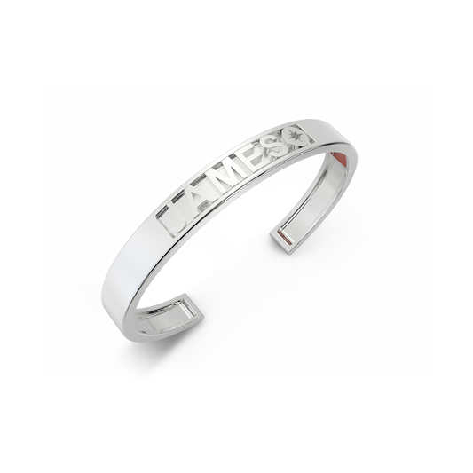 Rhodium Plated Silver CharmMark ModuType Cuff SS25B001R