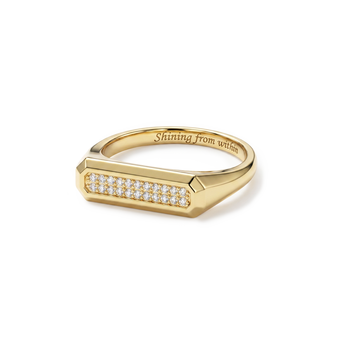 Gold Plated LoveStamp Pave Signet Ring SR011 (Brass)