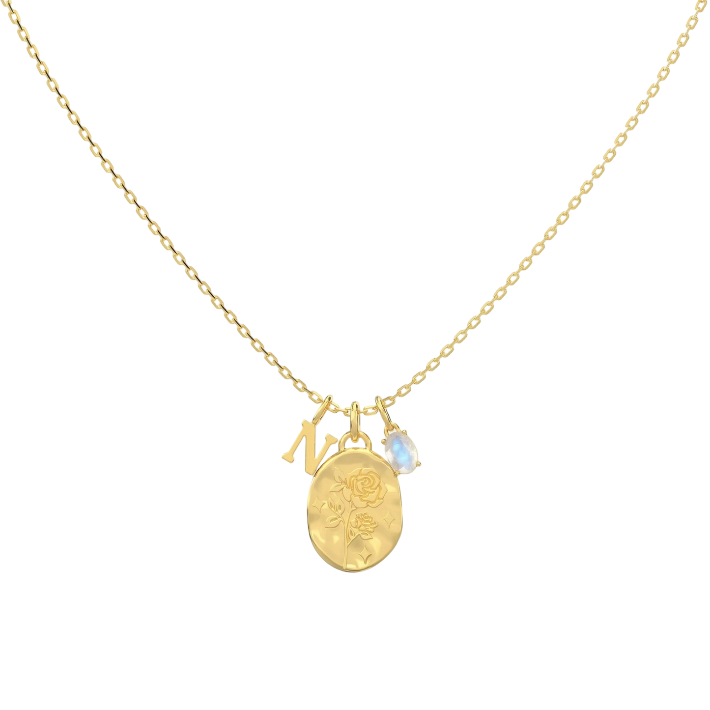 June Rose & Moonstone Initial Necklace
