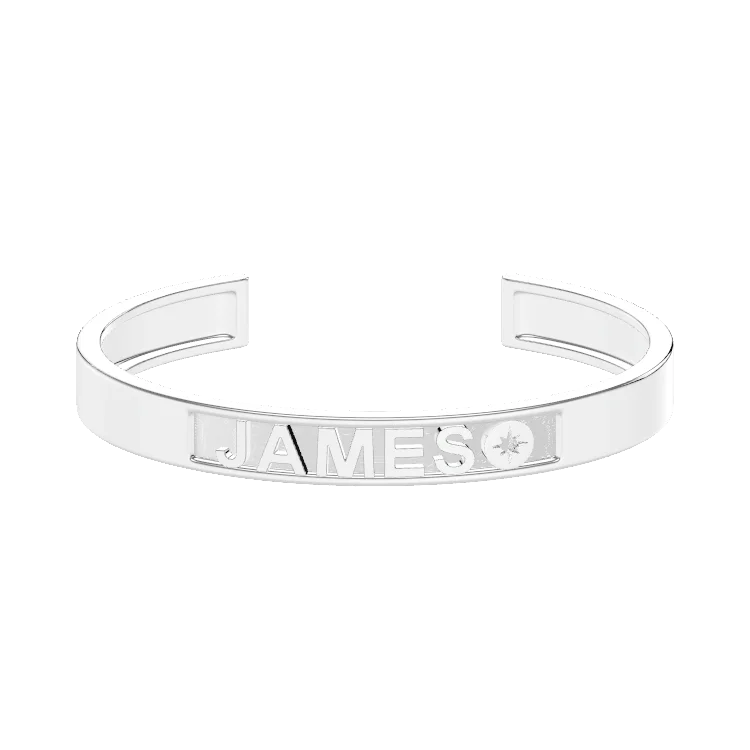 Rhodium Plated Silver CharmMark ModuType Cuff SS25B001R