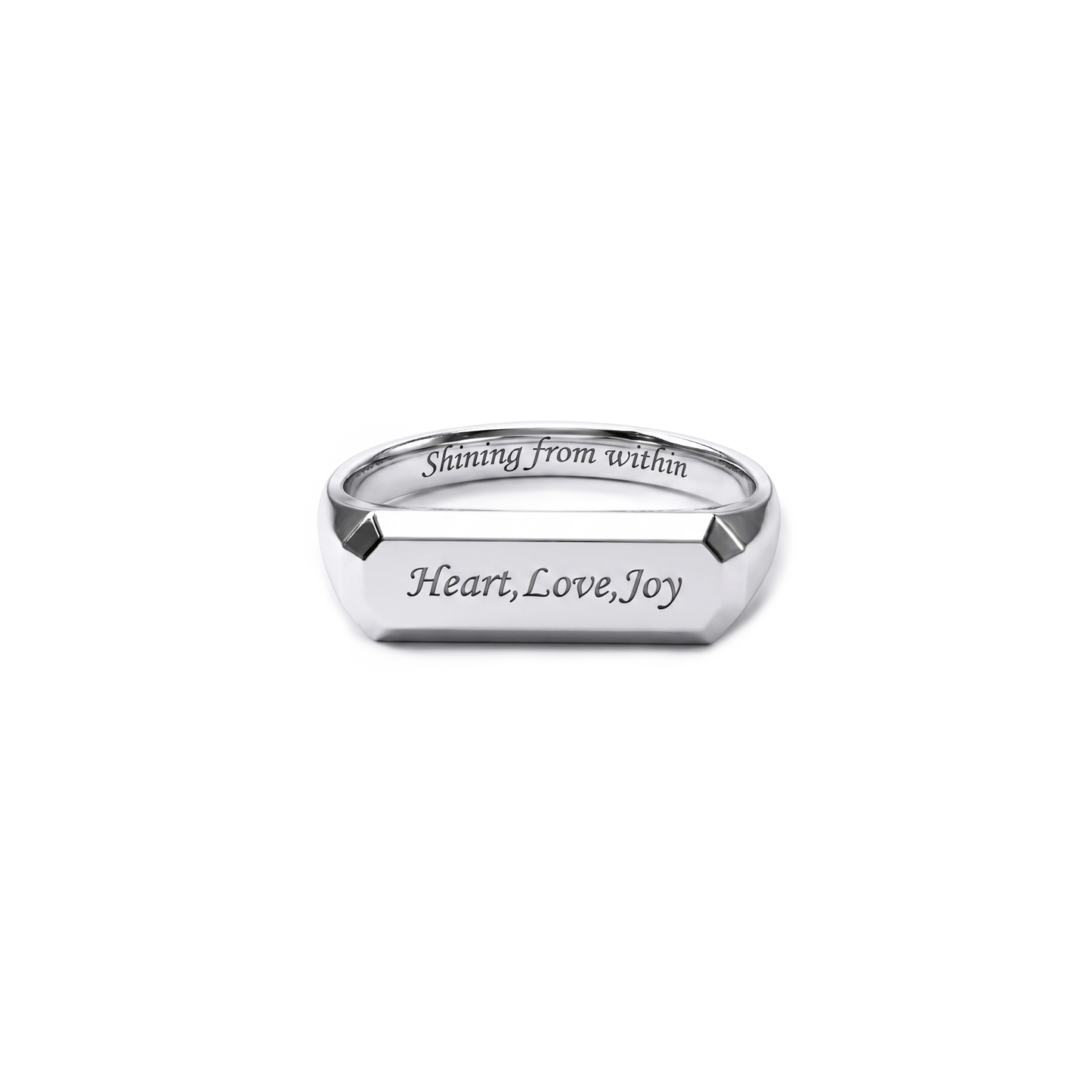 Rhodium Plated LoveStamp Classic Signet Ring SR011 (Brass)