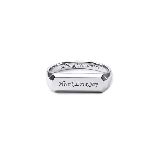 Rhodium Plated LoveStamp Classic Signet Ring SR011 (Brass)