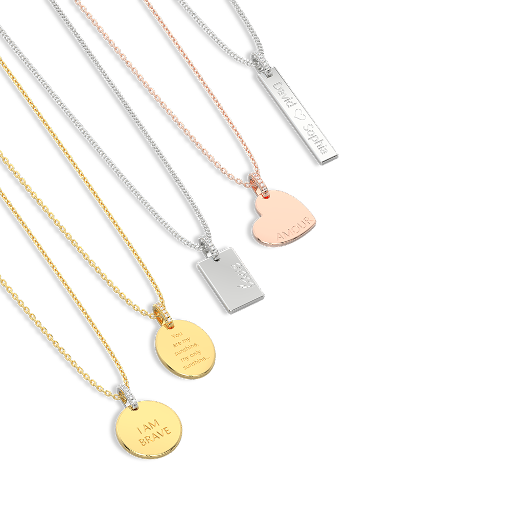 Rhodium Plated Silver Rectangle Engravable Necklace SS25N001S (Quick Ship)