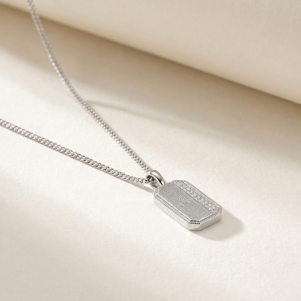 Rhodium Plated Plain-Edge Octagon Necklace SN045BRF (Brass)