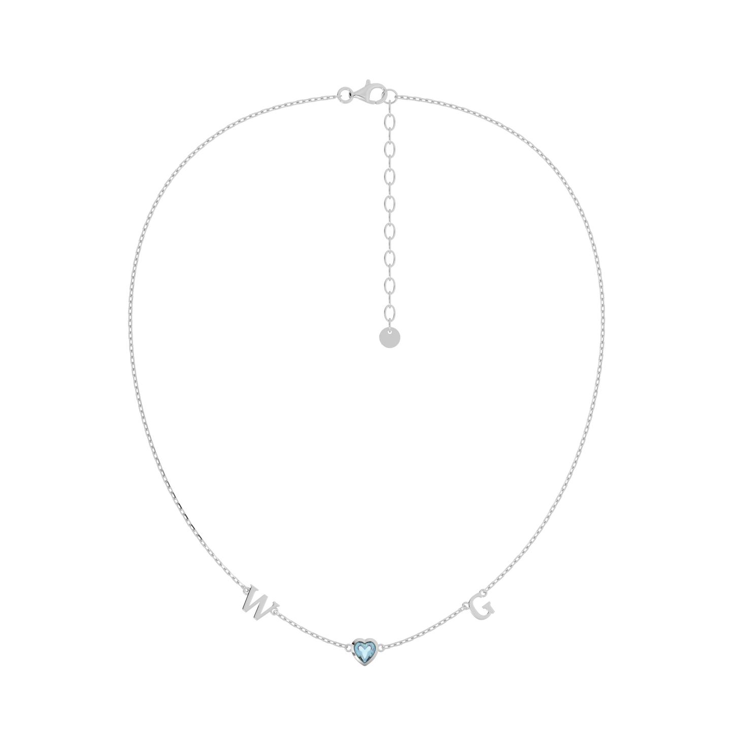 Rhodium March HeartLink Birthstone Necklace SN022BR