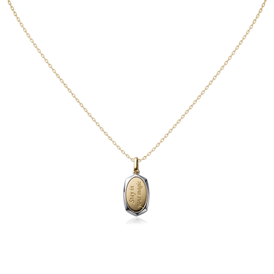 Engraved Charm Necklace in Silver and 10K Gold KN002
