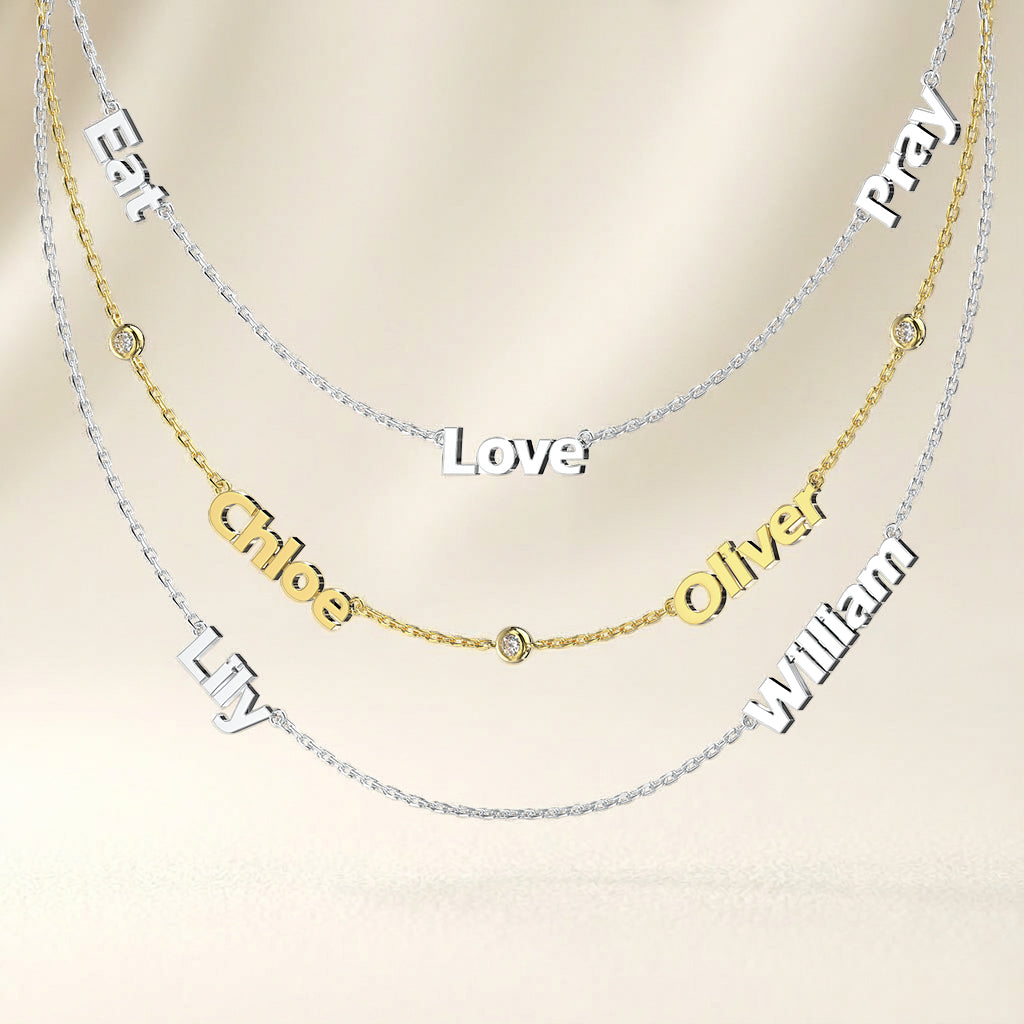 Linked by Love – Name Necklace with Emotional Spark SN014BR (Brass)