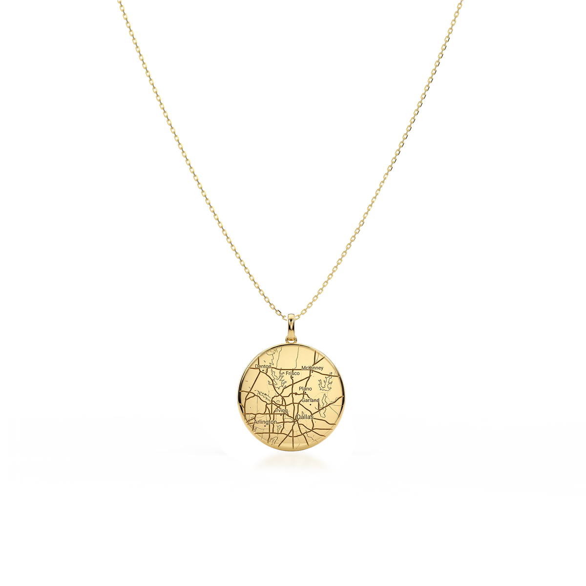 Personal Story Medallion Necklace – Lucky Symbol & Map Engravable Silver AW24N007AMAP