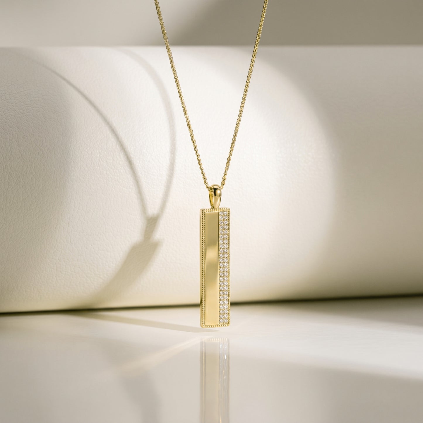 Gold plated Beaded-Edge Rectangular Necklace  SN045