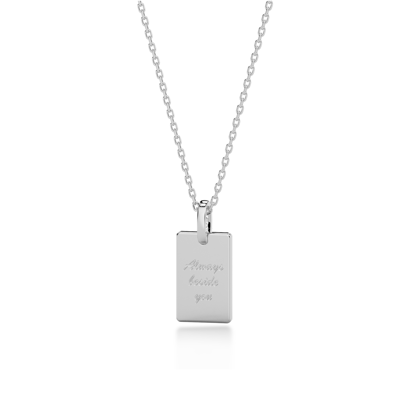 Rhodium Plated Silver Rectangle Engravable Necklace SS25N001S (Quick Ship)