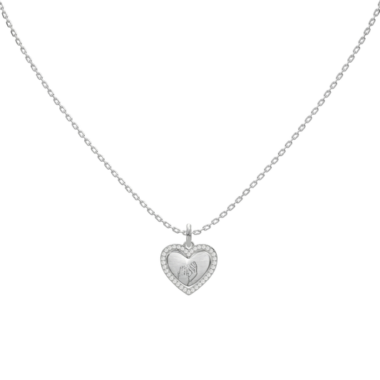 Rhodium Plated Heart MemoraCarve Necklace