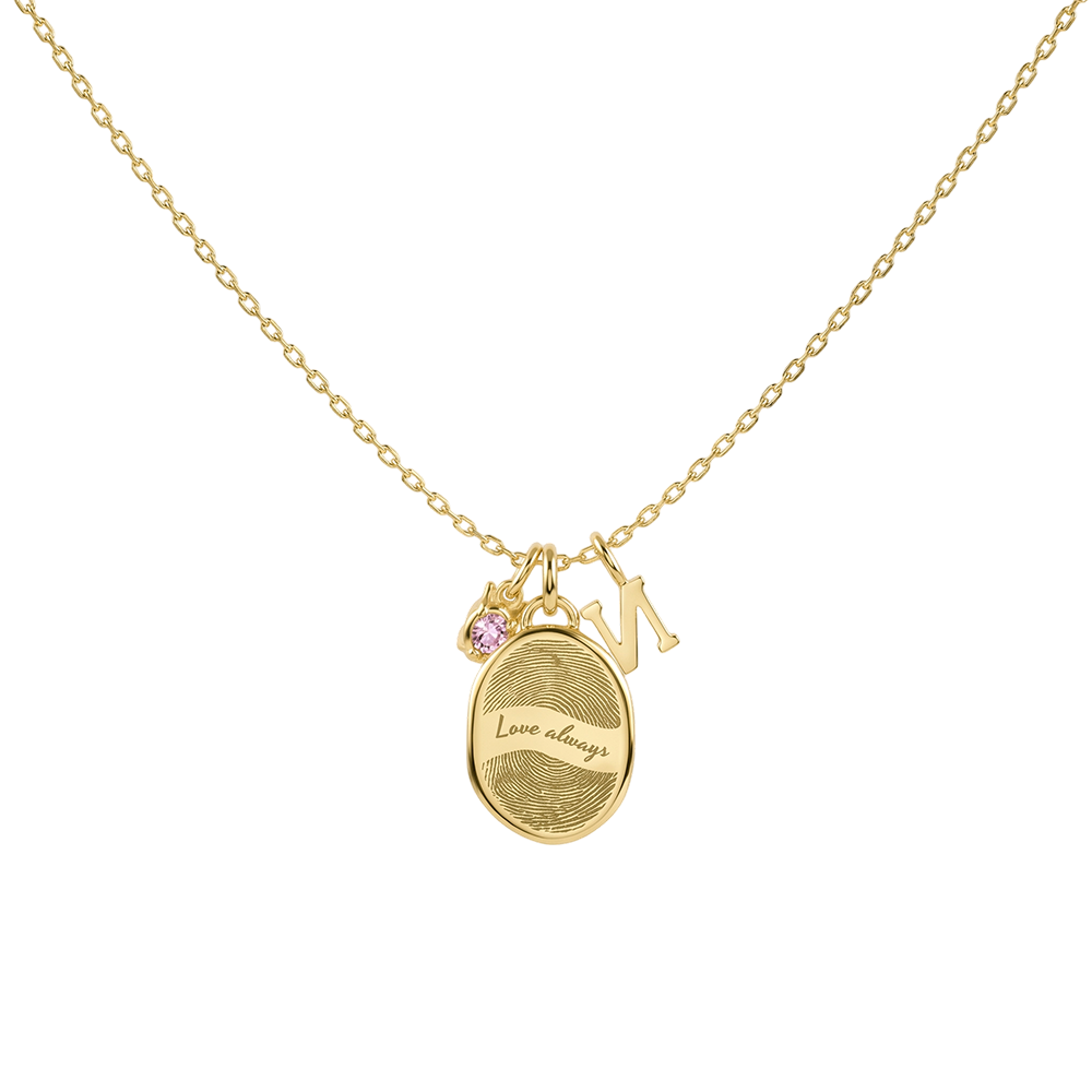 June Rose & Moonstone Initial Necklace SN042