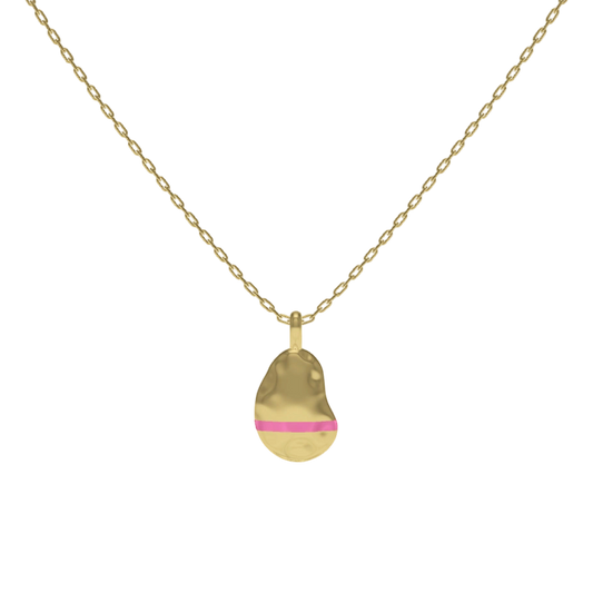 Gold Plated Pea-shaped SoulPrint Enamel Necklace SN044 (Brass)