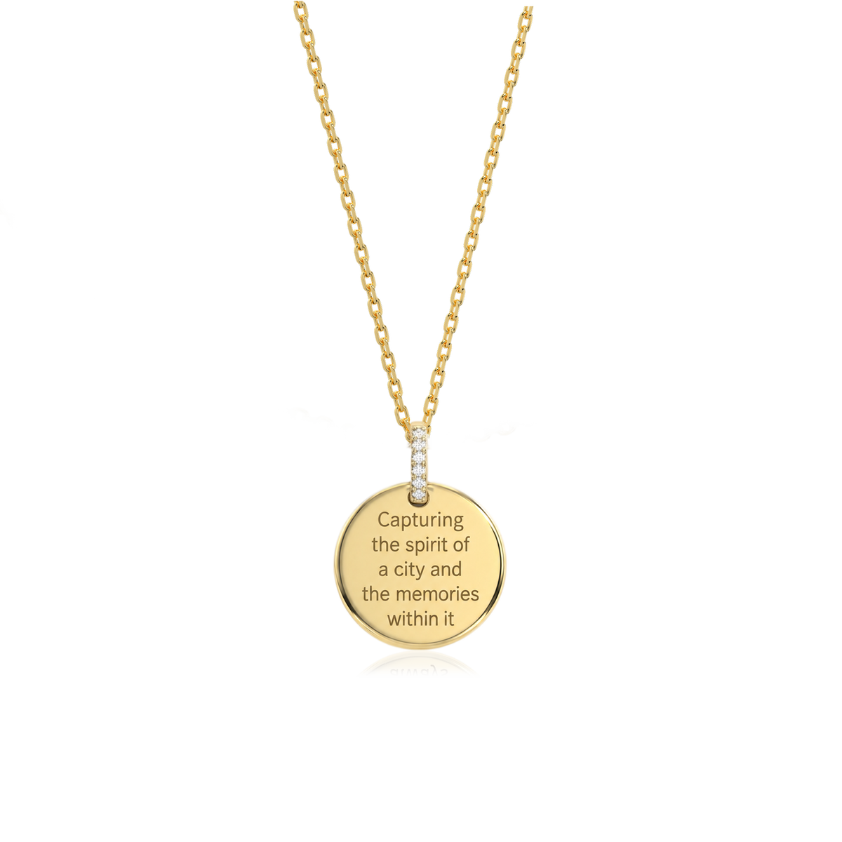 18K Gold Plated Silver Round Engravable Necklace SS25N001MAP