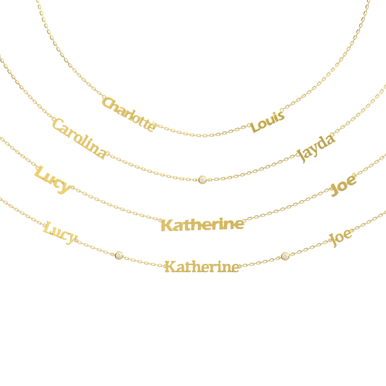 Linked by Love – Name Necklace with Emotional Spark SN014BR (Brass)