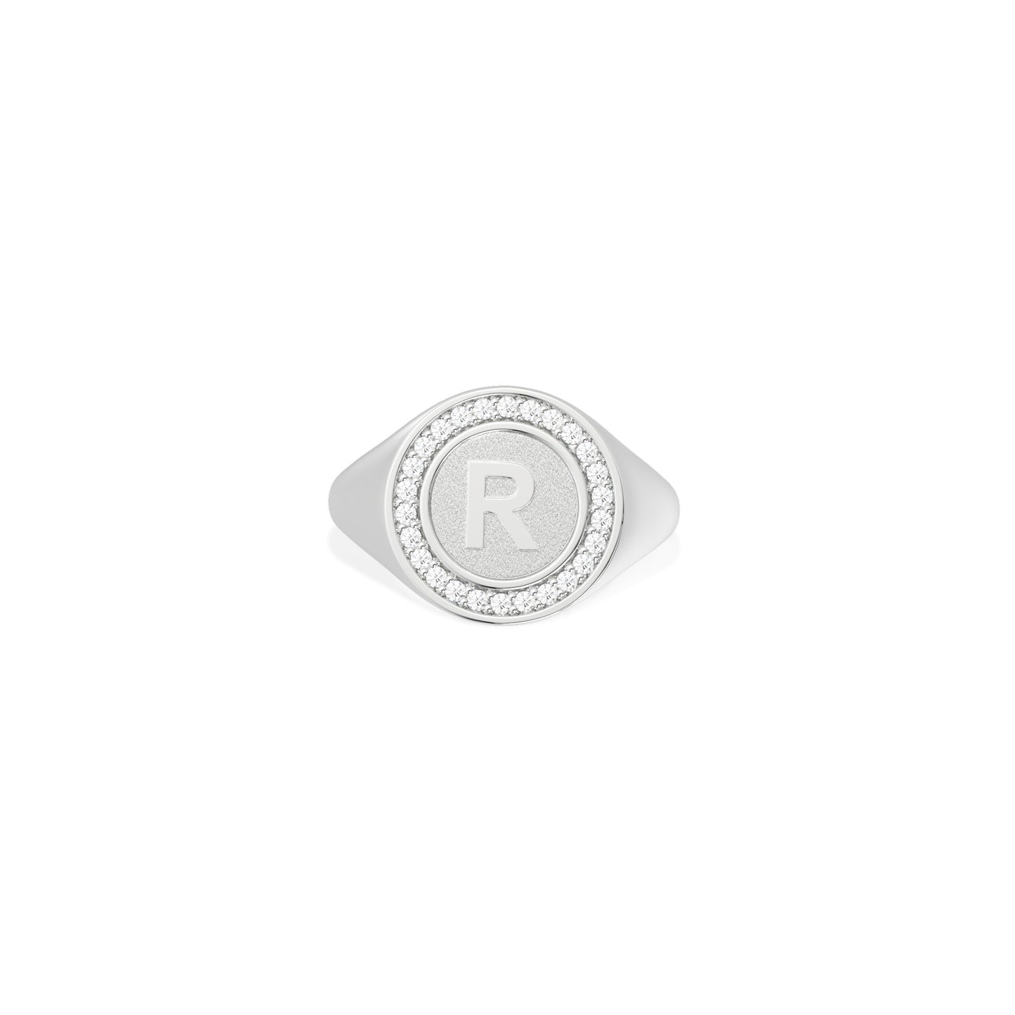 Rhodium Plated Silver Monogram Initial Ring SS25R001R