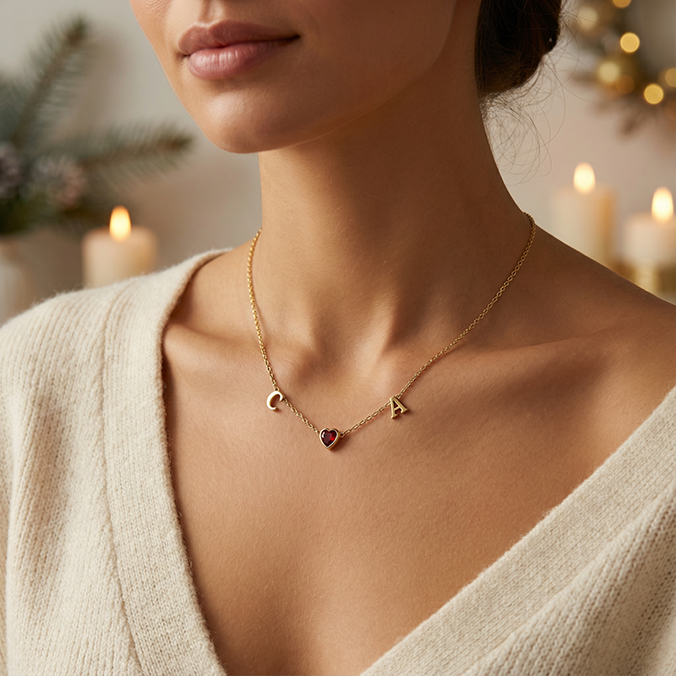 Rhodium March HeartLink Birthstone Necklace SN022BR