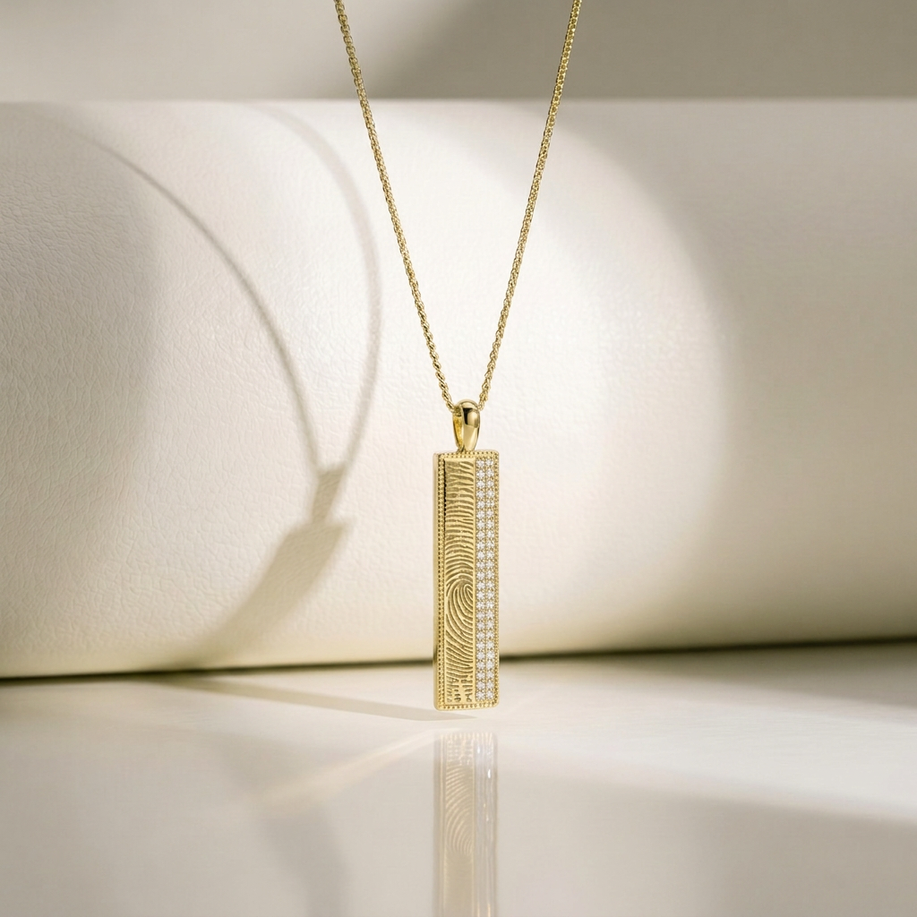 Gold Plated Beaded-Edge Rectangular Necklace SN045BRF (Brass)