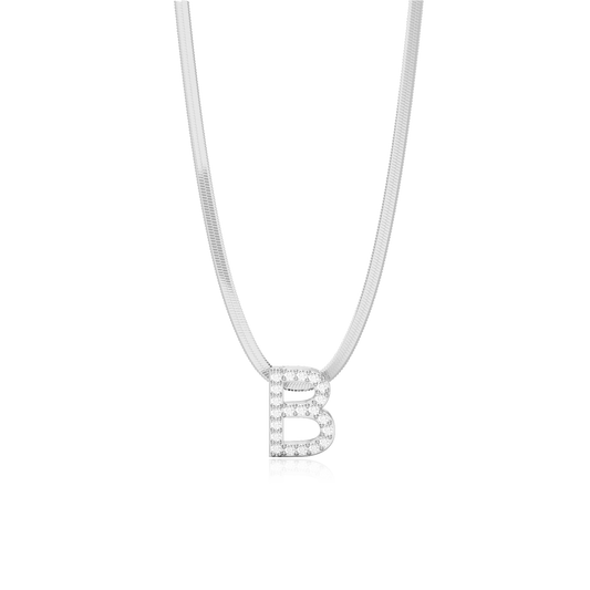 Rhodium Plated Initial Necklace AW24N006R