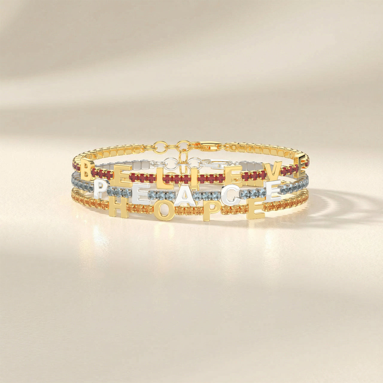 Peridot Birthstone Tennis Bracelet 18K yellow Gold SB001C