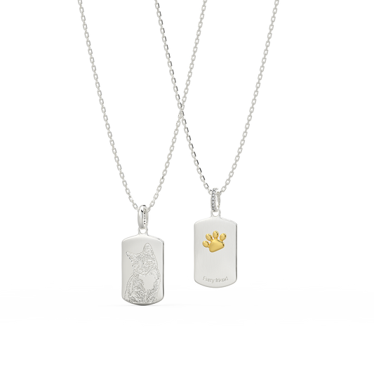 Double-Sided Custom Paw Squircle Necklace AW24N005S