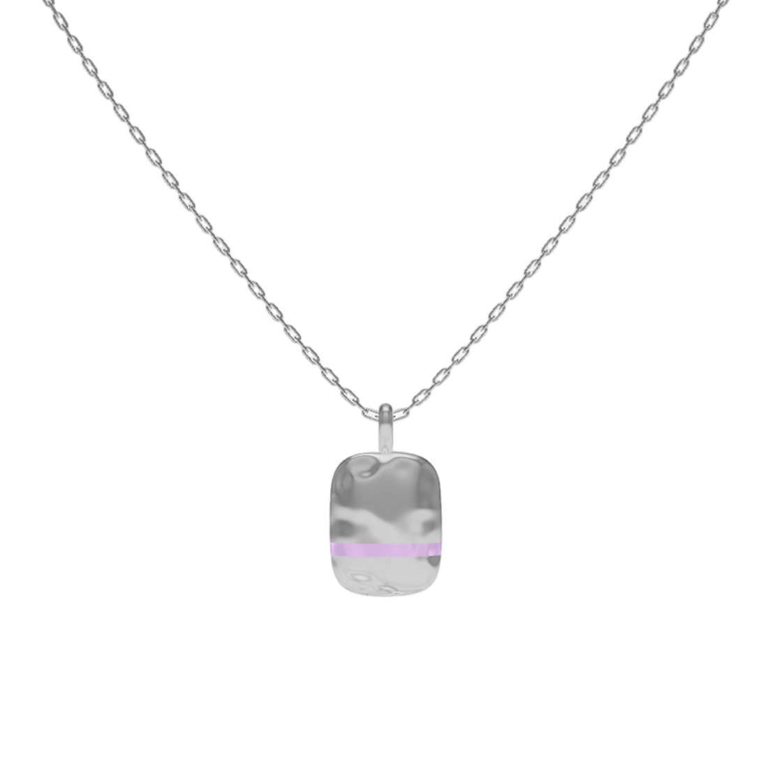 Rhodium Plated Rectangle SoulPrint Enamel Necklace