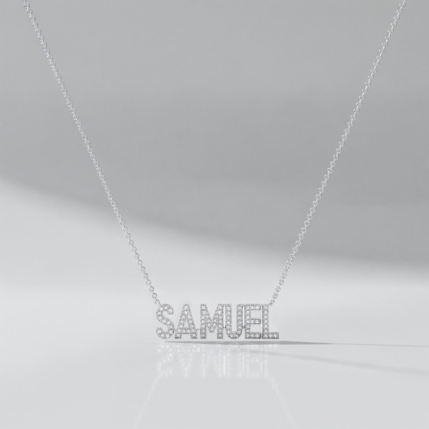 SAMUEL Rhodium Plated Silver Signature name necklace AW24N002R