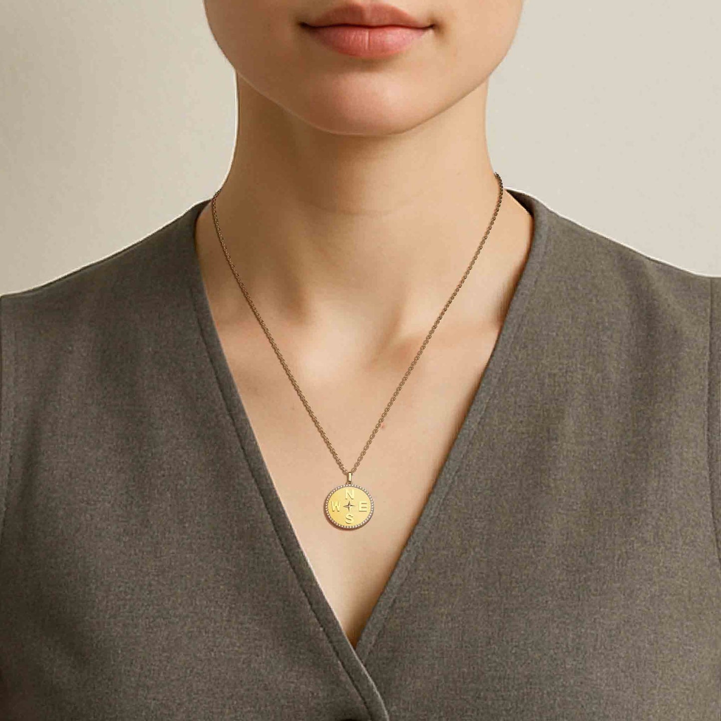 18k Gold Plated Personal Story Medallion Necklace – Lucky Symbol & Engravable  AW24N001G